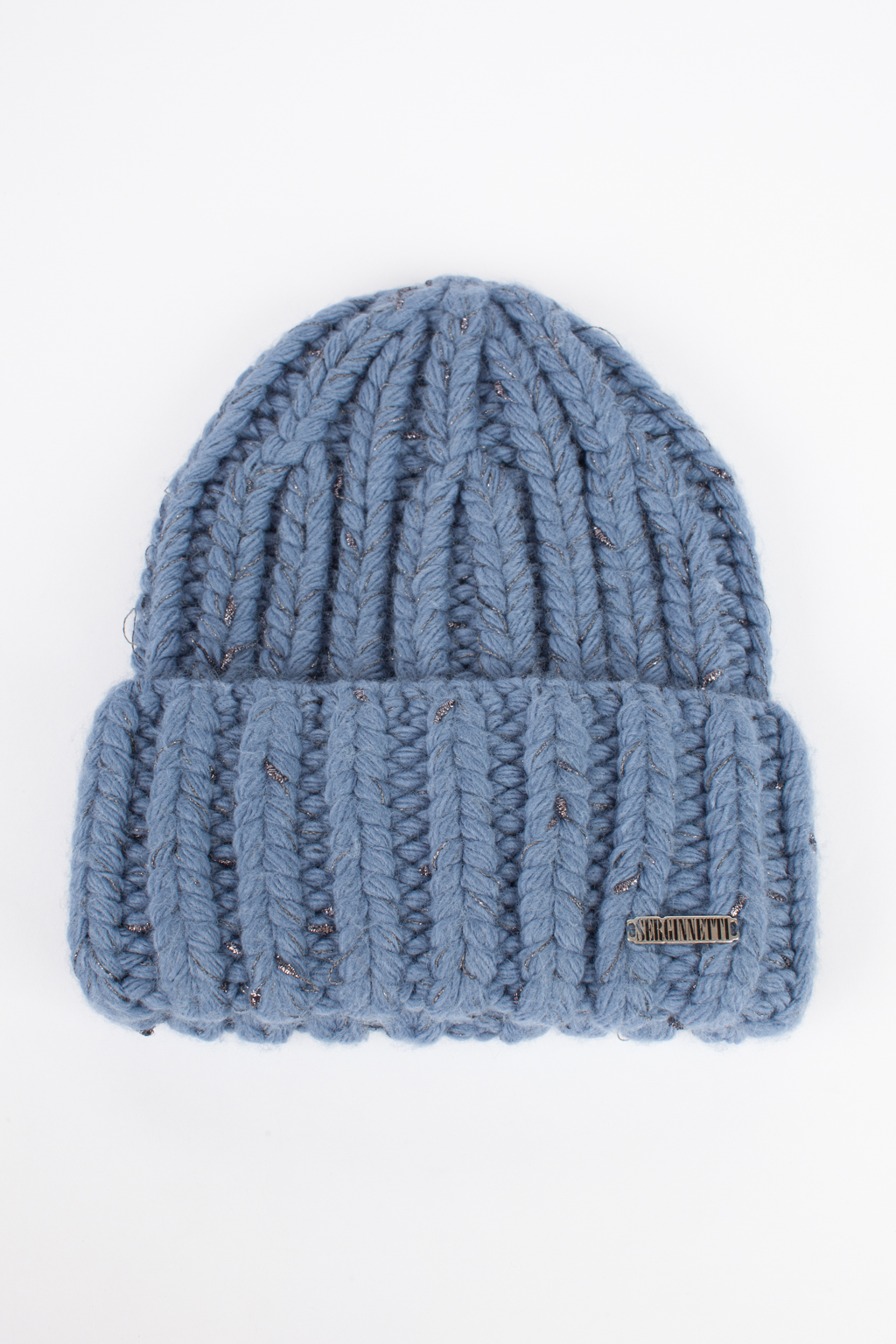 Шапка женская крупной вязки с отворотом.