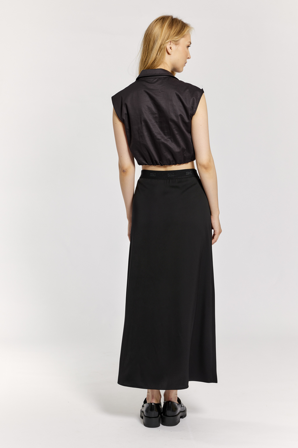 Юбка макси с декоративной резиной на талии