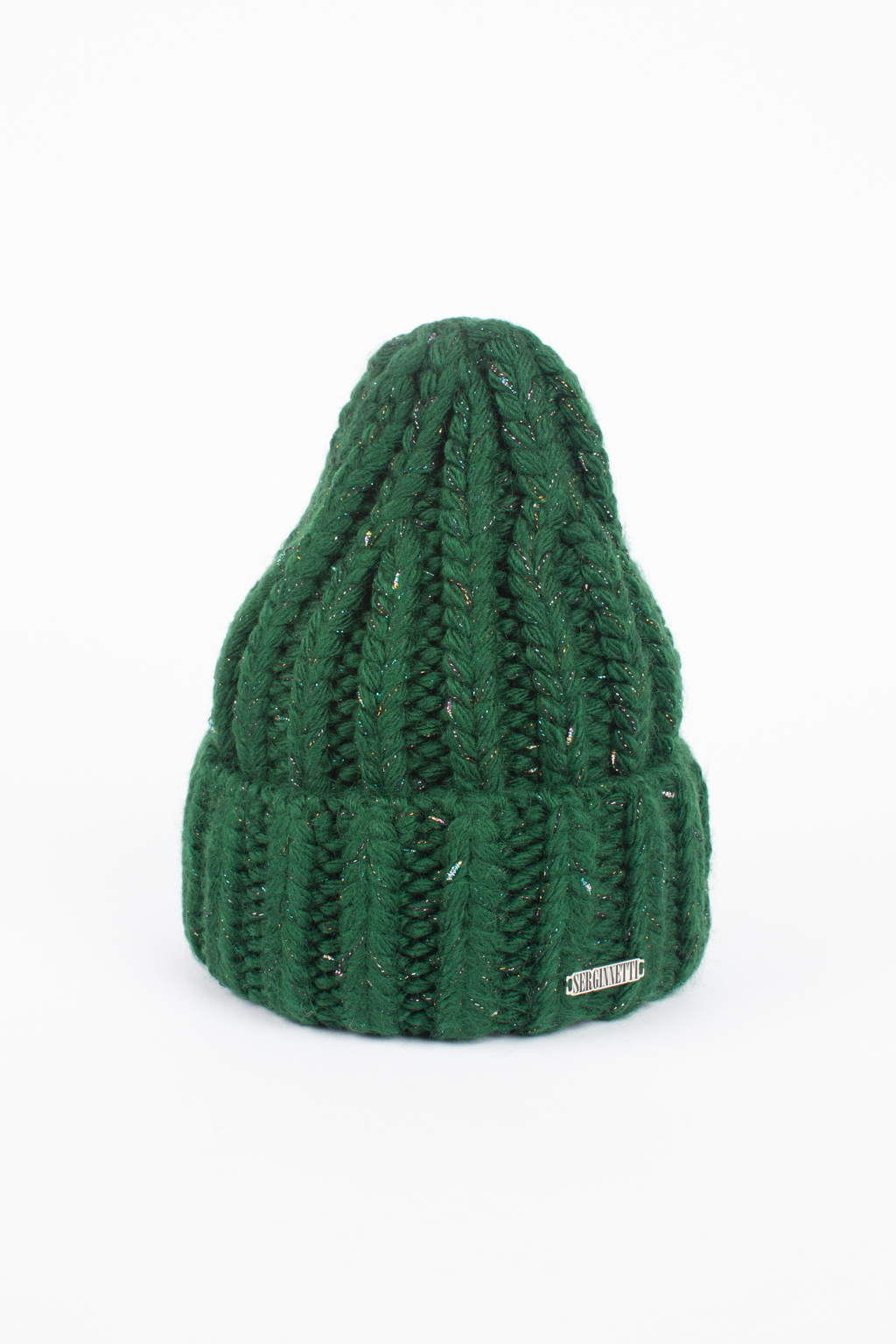 Шапка женская крупной вязки с отворотом.