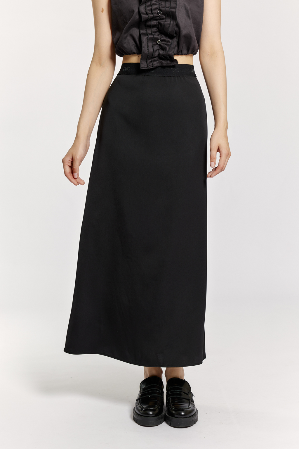 Юбка макси с декоративной резиной на талии