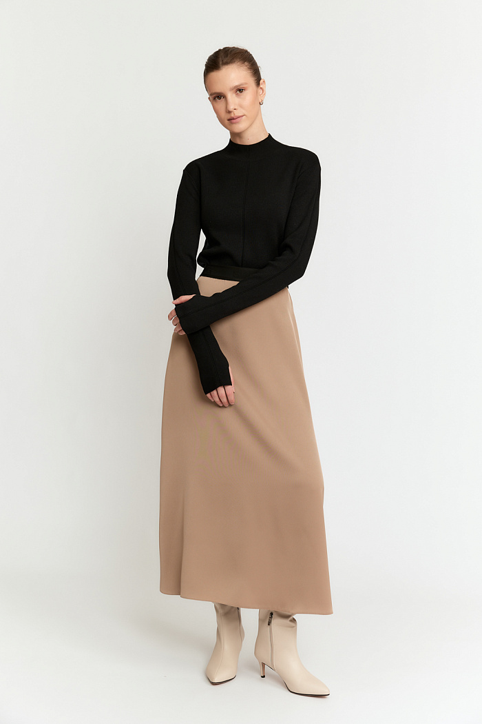 Юбка макси с декоративной резиной на талии