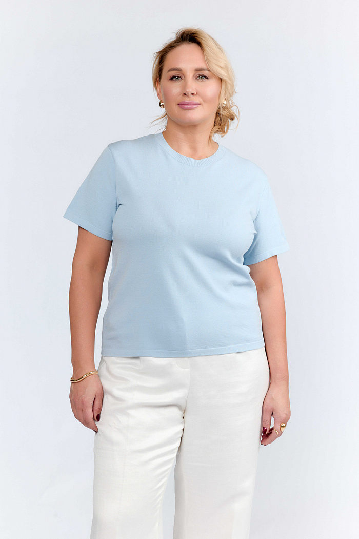 Джемпер с коротким рукавом прямого кроя.