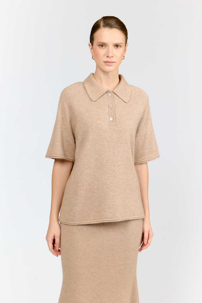 Поло оверсайз силуэта с рукавом реглан длиной до локтя