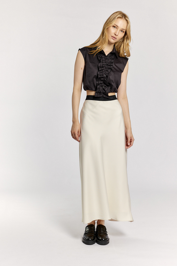 Юбка макси с декоративной резиной на талии