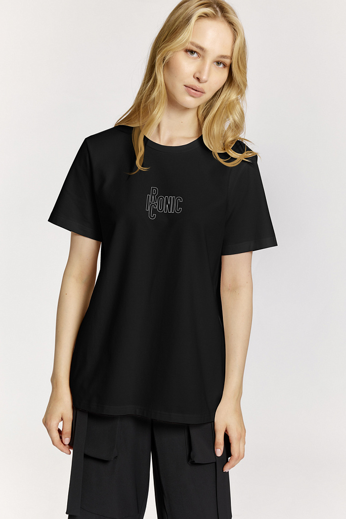 Футболка прямого силуэта с шелкографией по полочке