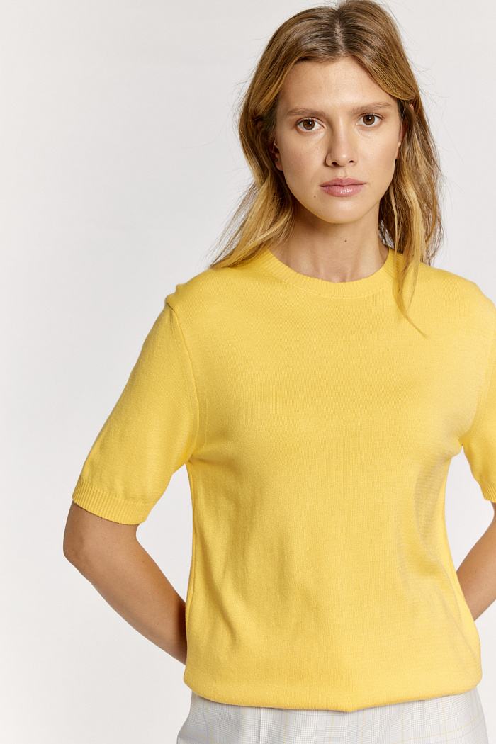 Джемпер прямого кроя. Рукав короткий.