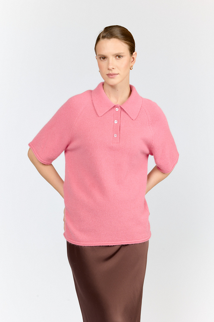 Поло оверсайз силуэта с рукавом реглан длиной до локтя