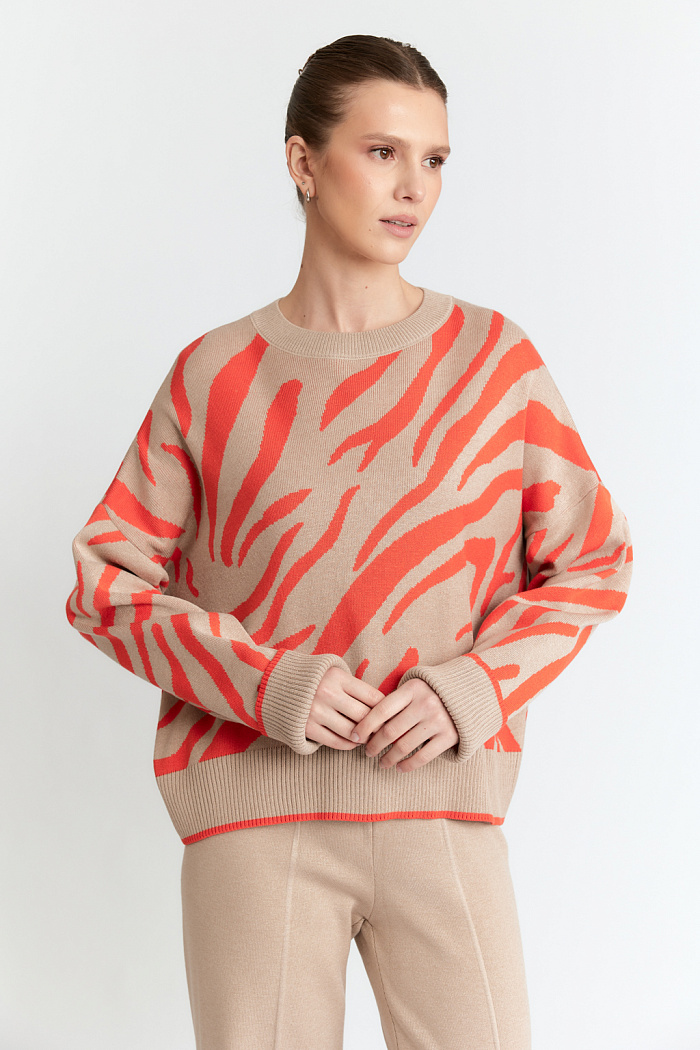 Укороченный джемпер с анимал рисунком