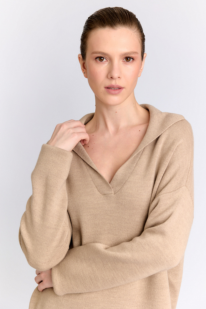 Поло прямого силуэта с длинными рукавами