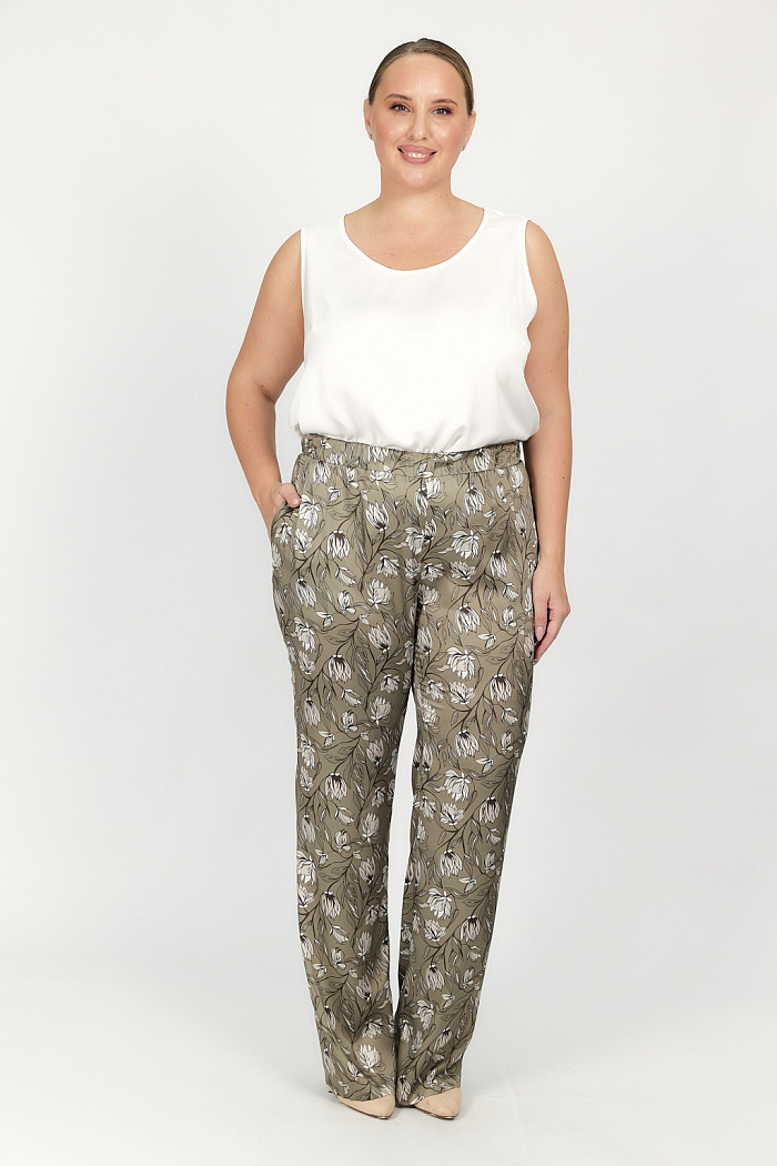 Брюки прямого силуэта на резинке