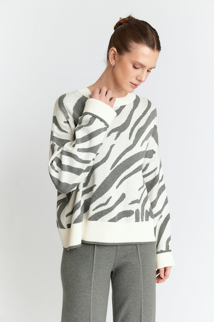 Укороченный джемпер с анимал рисунком